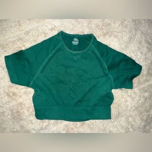 Green dark forest Women's active seamless backless crop top short sleeve workout